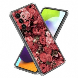 Kryt Na Samsung Galaxy A15 Růžové A Červené Květy