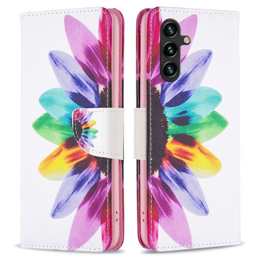 Peněženková Pouzdra Samsung Galaxy A15 Květina Akvarelu
