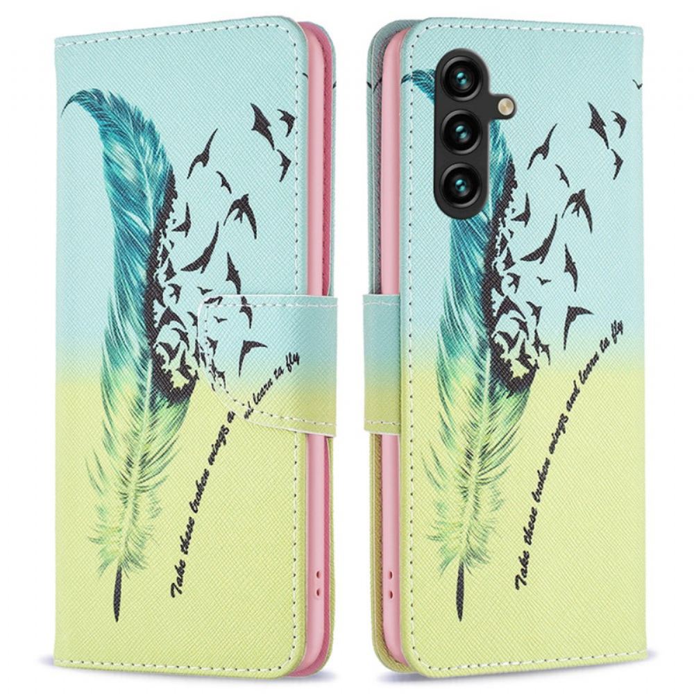 Peněženková Pouzdra Samsung Galaxy A15 Peří A Ptáci