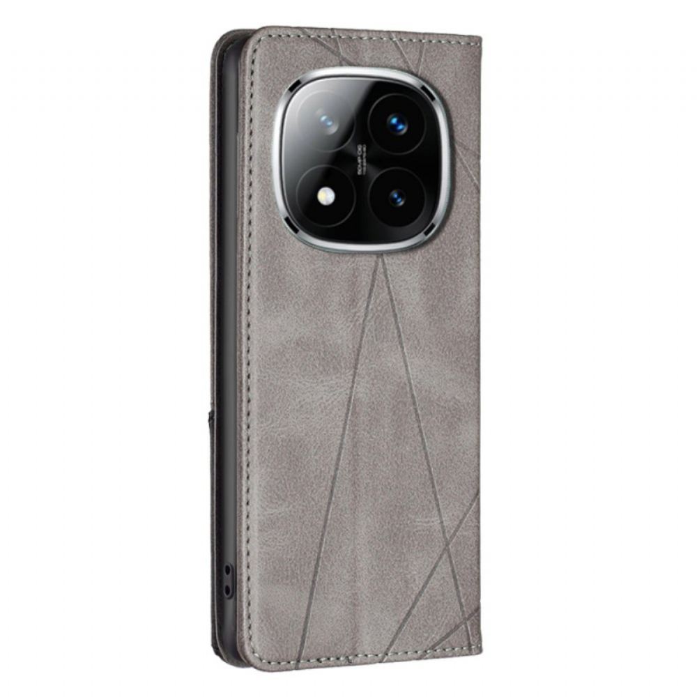 Kožené Pouzdro Folio Xiaomi Redmi Note 14 Pro Plus 5g Geometrický Vzor