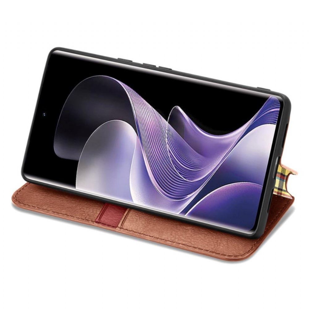 Kožené Pouzdro Folio Xiaomi Redmi Note 14 Pro Plus 5g Semišový Efekt Frieze