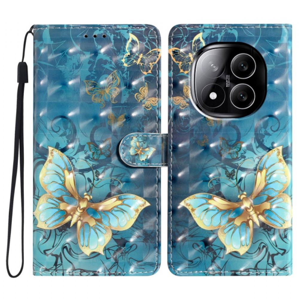 Kožený Kryt Na Xiaomi Redmi Note 14 Pro Plus 5g 3d Motýli