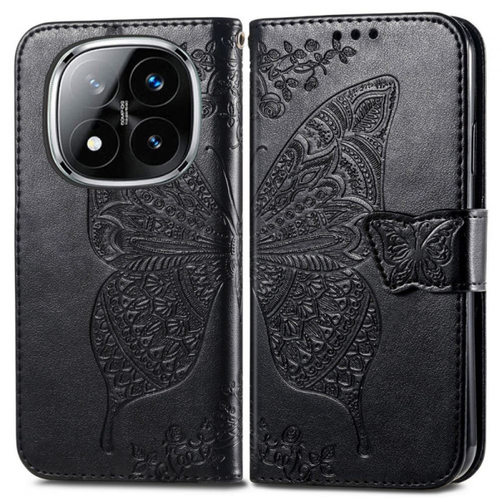 Kožený Kryt Na Xiaomi Redmi Note 14 Pro Plus 5g Barokní Motýl