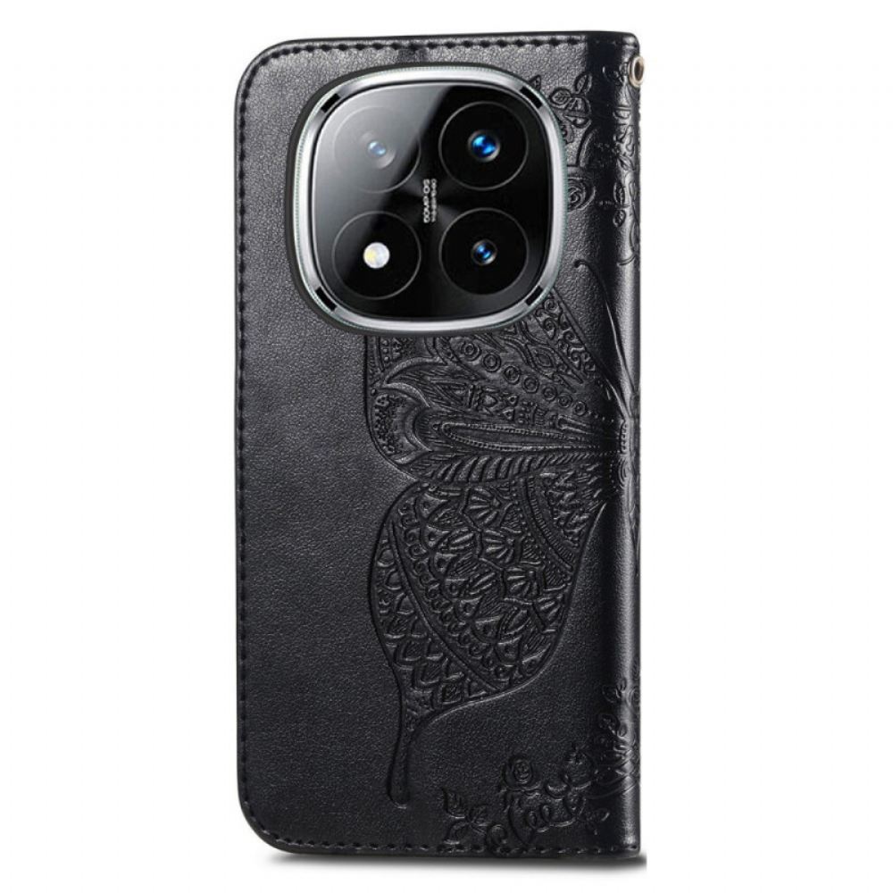 Kožený Kryt Na Xiaomi Redmi Note 14 Pro Plus 5g Barokní Motýl