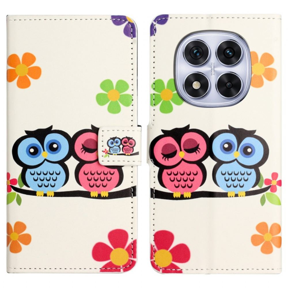 Kožený Kryt Na Xiaomi Redmi Note 14 Pro Plus 5g Dvojice Sov