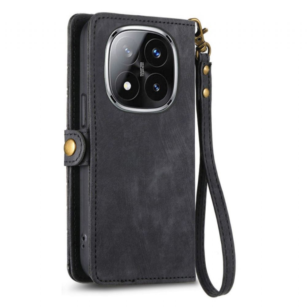 Kožený Kryt Na Xiaomi Redmi Note 14 Pro Plus 5g Peněženka S Geometrickými Liniemi