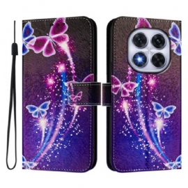 Kožený Kryt Na Xiaomi Redmi Note 14 Pro Plus 5g Slavnostní Vzor Motýlů