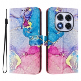 Kožený Kryt Na Xiaomi Redmi Note 14 Pro Plus 5g Vícebarevný Mramorový Vzor