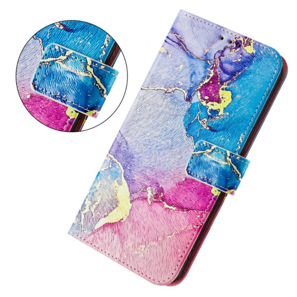 Kožený Kryt Na Xiaomi Redmi Note 14 Pro Plus 5g Vícebarevný Mramorový Vzor