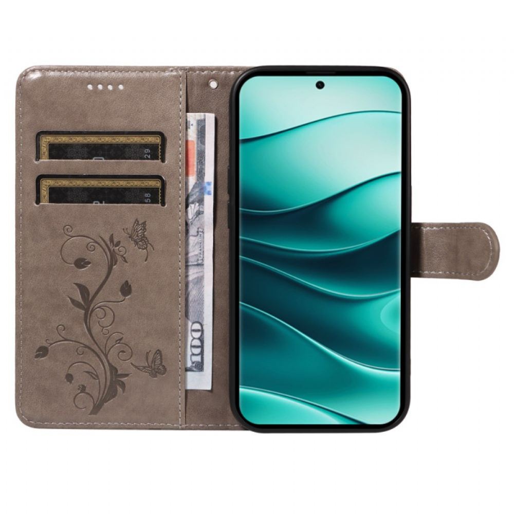 Kožený Kryt Xiaomi Redmi Note 14 Pro Plus 5g Botanický Vzor