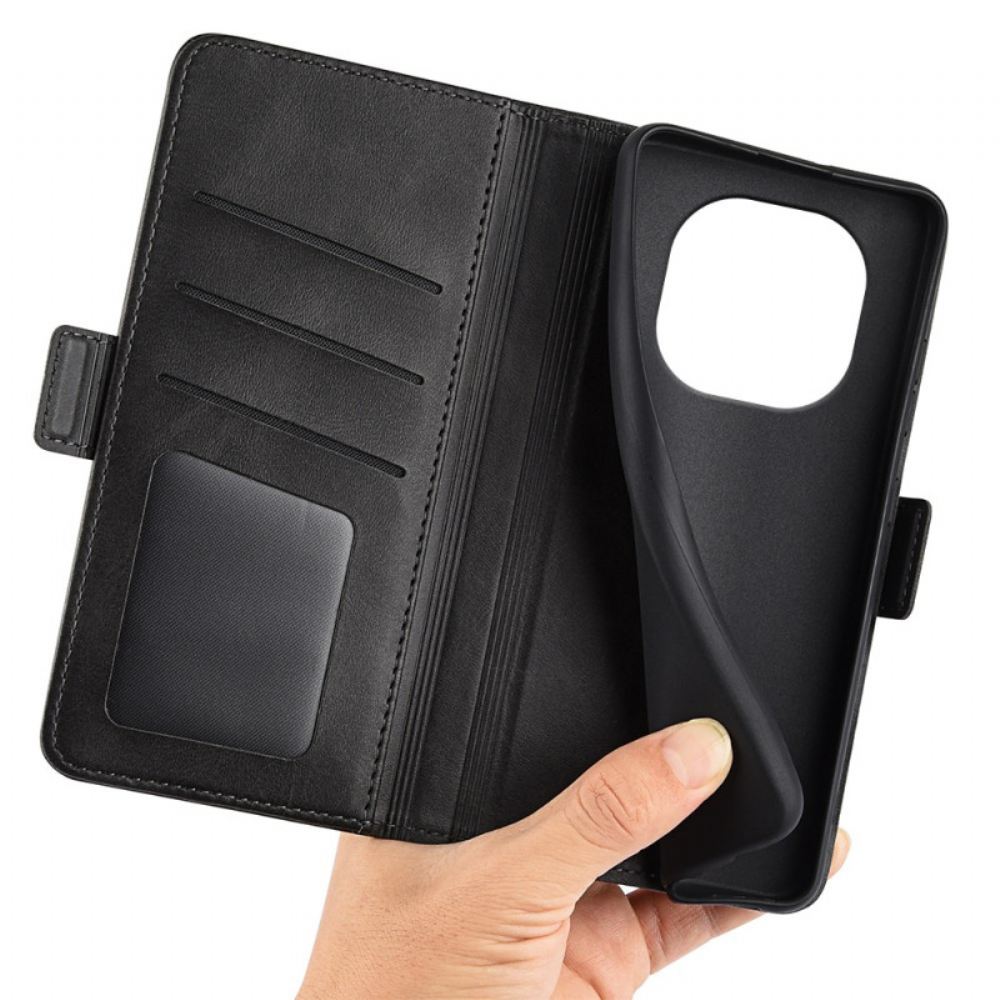 Kožený Kryt Xiaomi Redmi Note 14 Pro Plus 5g Dvojitá Spona