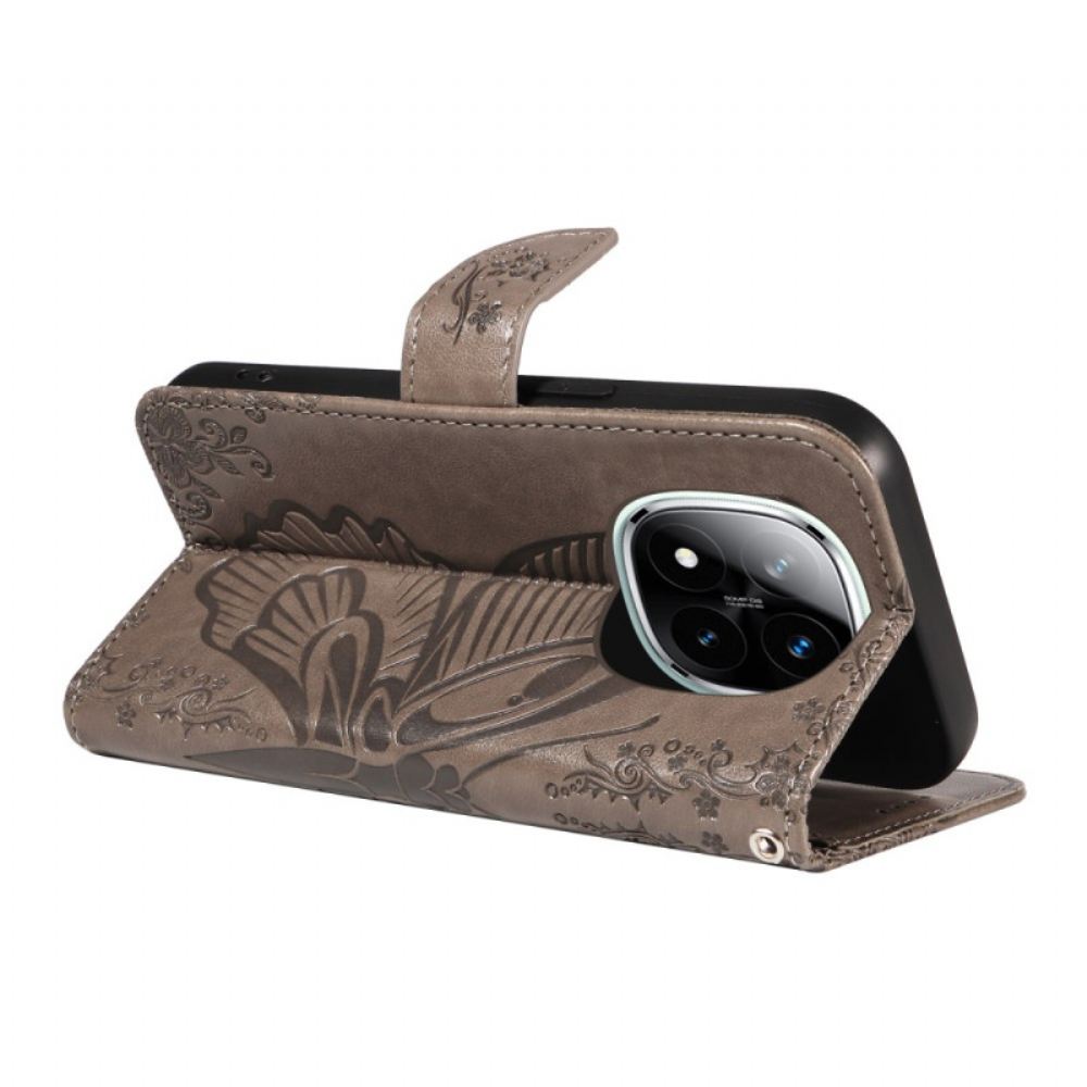 Kožený Kryt Xiaomi Redmi Note 14 Pro Plus 5g Grafický Motýl