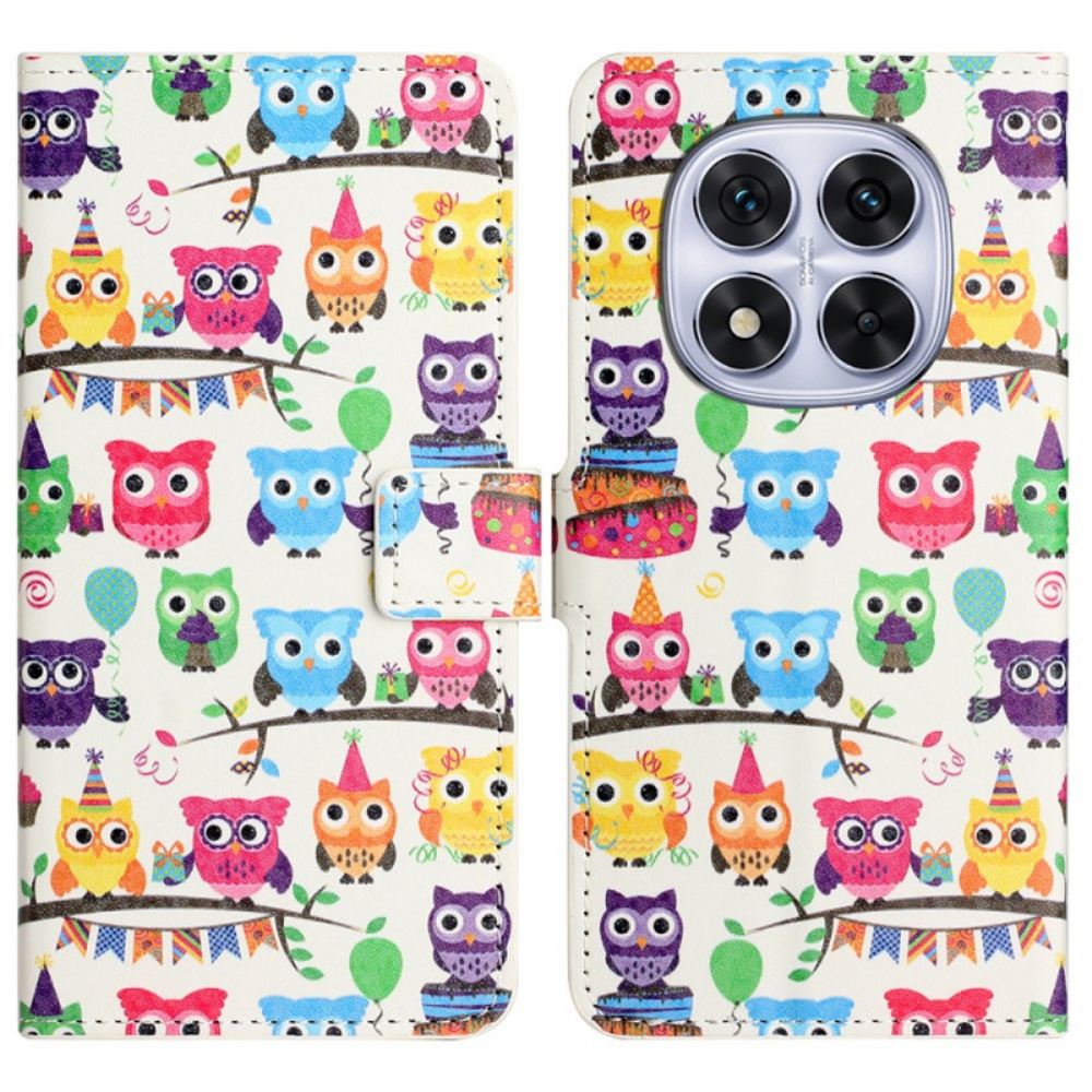 Kožený Kryt Xiaomi Redmi Note 14 Pro Plus 5g Sovy
