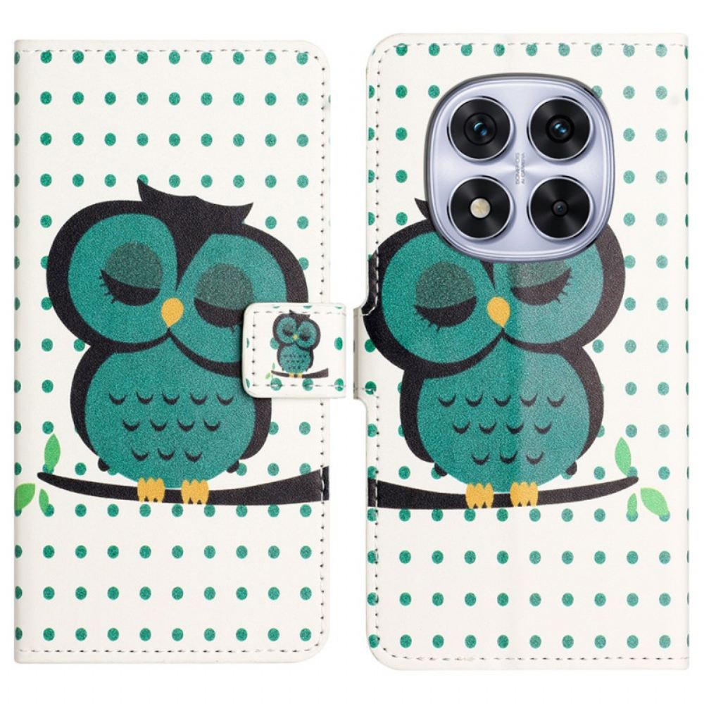 Kožený Kryt Xiaomi Redmi Note 14 Pro Plus 5g Spící Sova