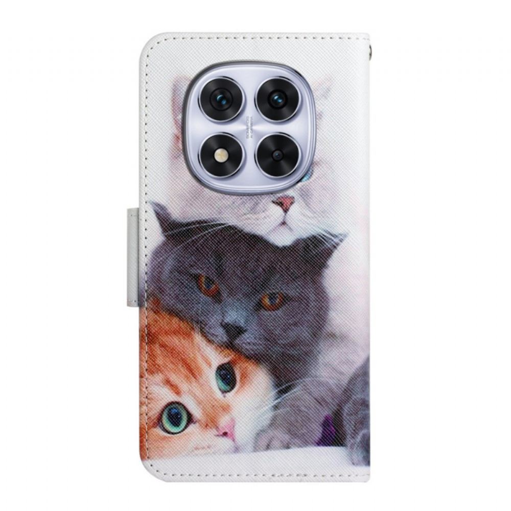 Kožený Kryt Xiaomi Redmi Note 14 Pro Plus 5g Tři Kočky