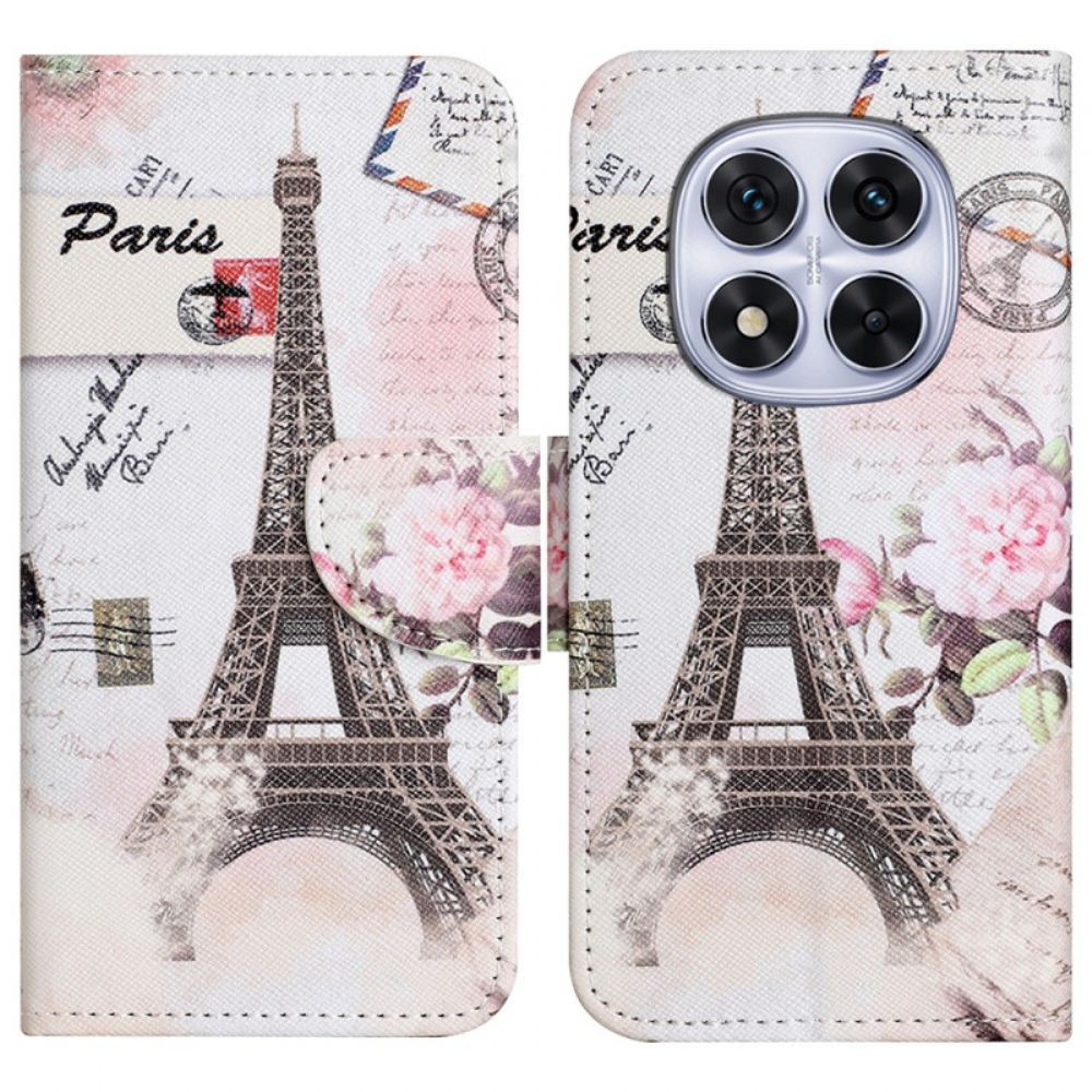 Kožený Kryt Xiaomi Redmi Note 14 Pro Plus 5g Vintage Eiffelova Věž