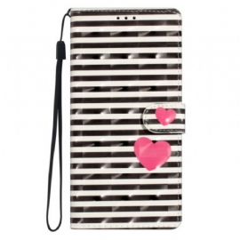 Peněženková Pouzdra Xiaomi Redmi Note 14 Pro Plus 5g Kryty Na Mobil 3d Pruhy A Srdce