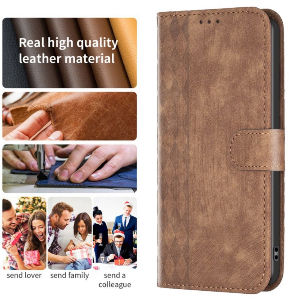 Kožené Pouzdro Folio Poco X6 5g Binfen Color Diamantový Vlys
