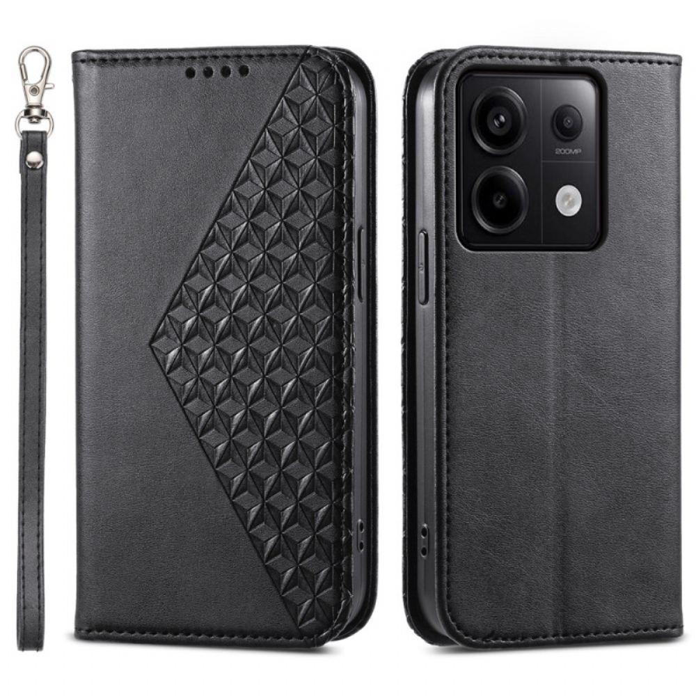 Kožené Pouzdro Folio Poco X6 5g Diamantový Vzor S Páskem
