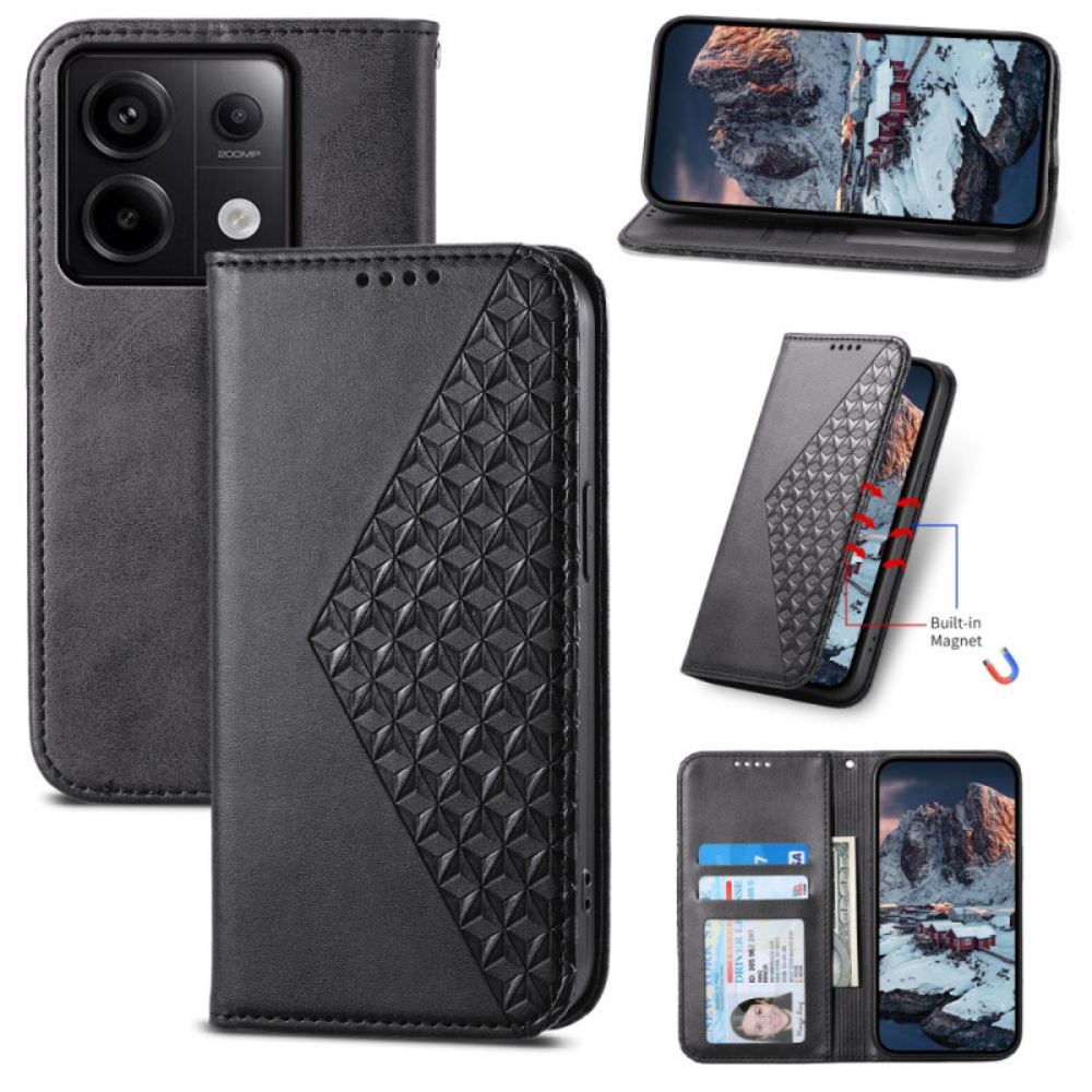 Kožené Pouzdro Folio Poco X6 5g Diamantový Vzor S Páskem