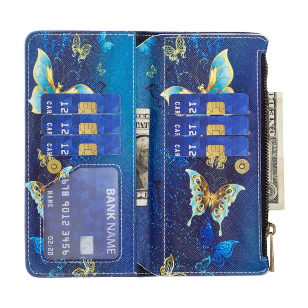Kožený Kryt Na Poco X6 5g Peněženka Golden Butterflies