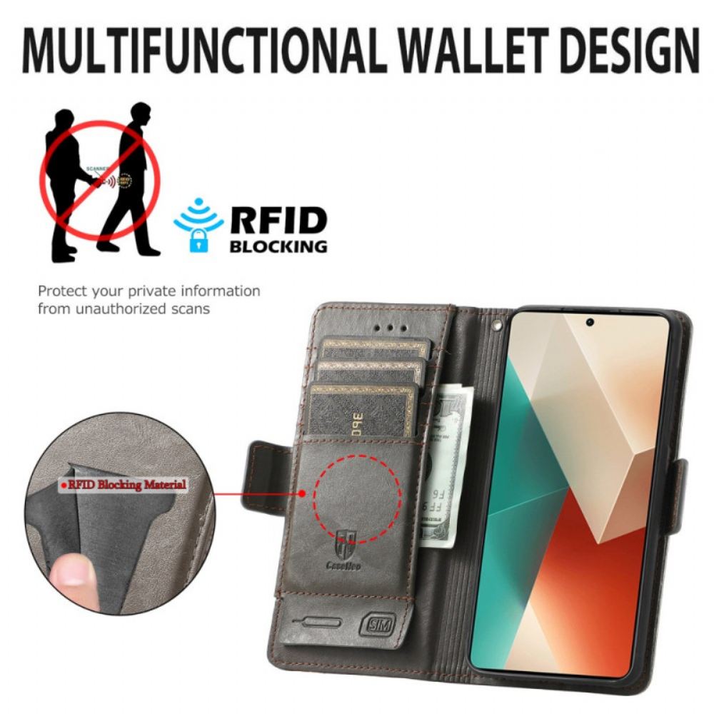 Kožený Kryt Poco X6 5g Blokovací Peněženka Caseneo Rfid