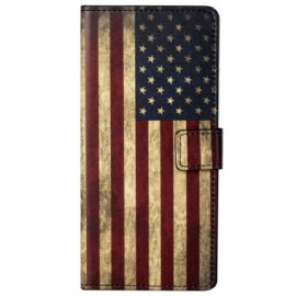 Kožený Kryt Poco X6 5g Vintage Americká Vlajka
