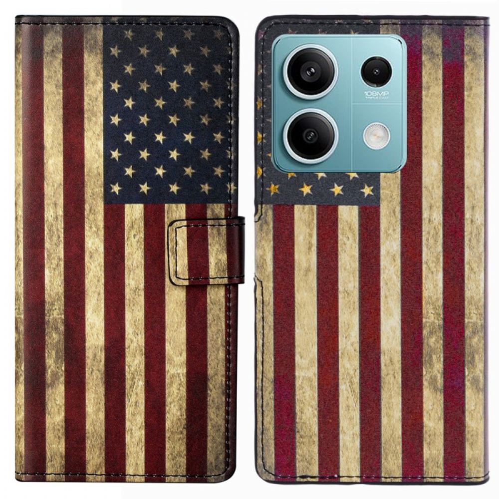 Kožený Kryt Poco X6 5g Vintage Americká Vlajka