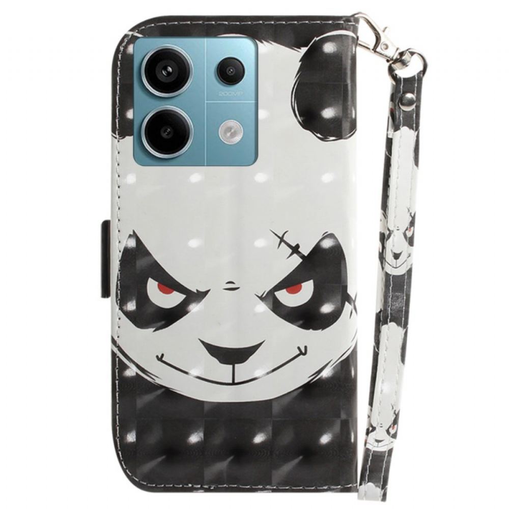 Peněženková Pouzdra Poco X6 5g Kryty Na Mobil Rozzlobená Panda S Popruhem