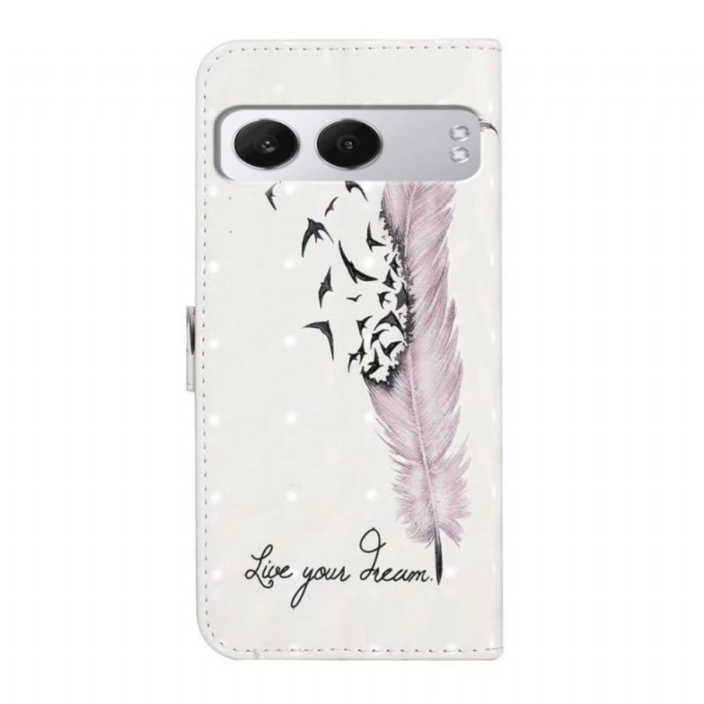 Kožený Kryt Na Oneplus Nord 4 3d Růžové Pírko