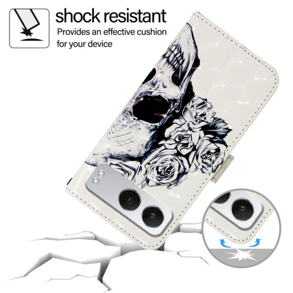 Kožený Kryt Na Oneplus Nord 4 Květinová Lebka