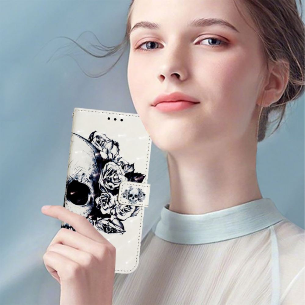 Kožený Kryt Na Oneplus Nord 4 Květinová Lebka