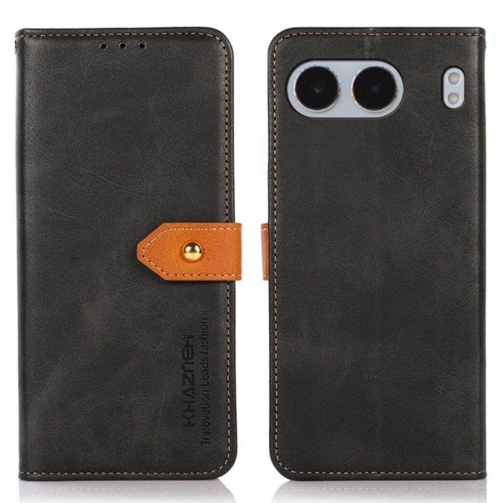 Kožený Kryt Na Oneplus Nord 4 Zlatá Spona Khazneh