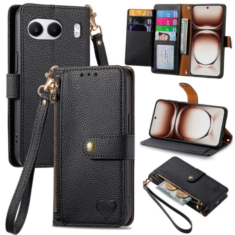 Kožený Kryt Oneplus Nord 4 Peněženka Se Srdíčkem A Rfid Blokováním