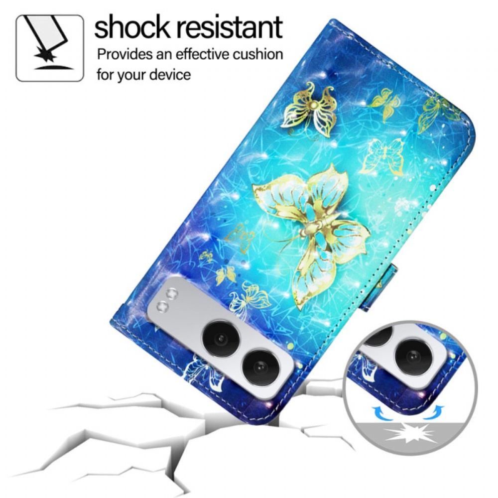 Kožený Kryt Oneplus Nord 4 Zlatí Motýli