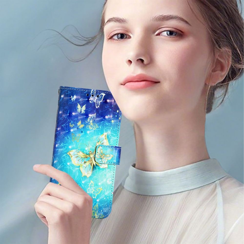 Kožený Kryt Oneplus Nord 4 Zlatí Motýli