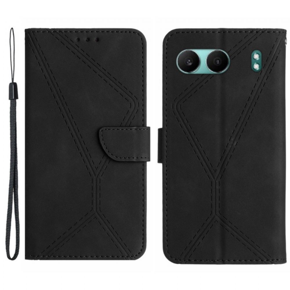 Kožený Kryt Oneplus Nord 4 Řemínek S Pruhy A Úchyty