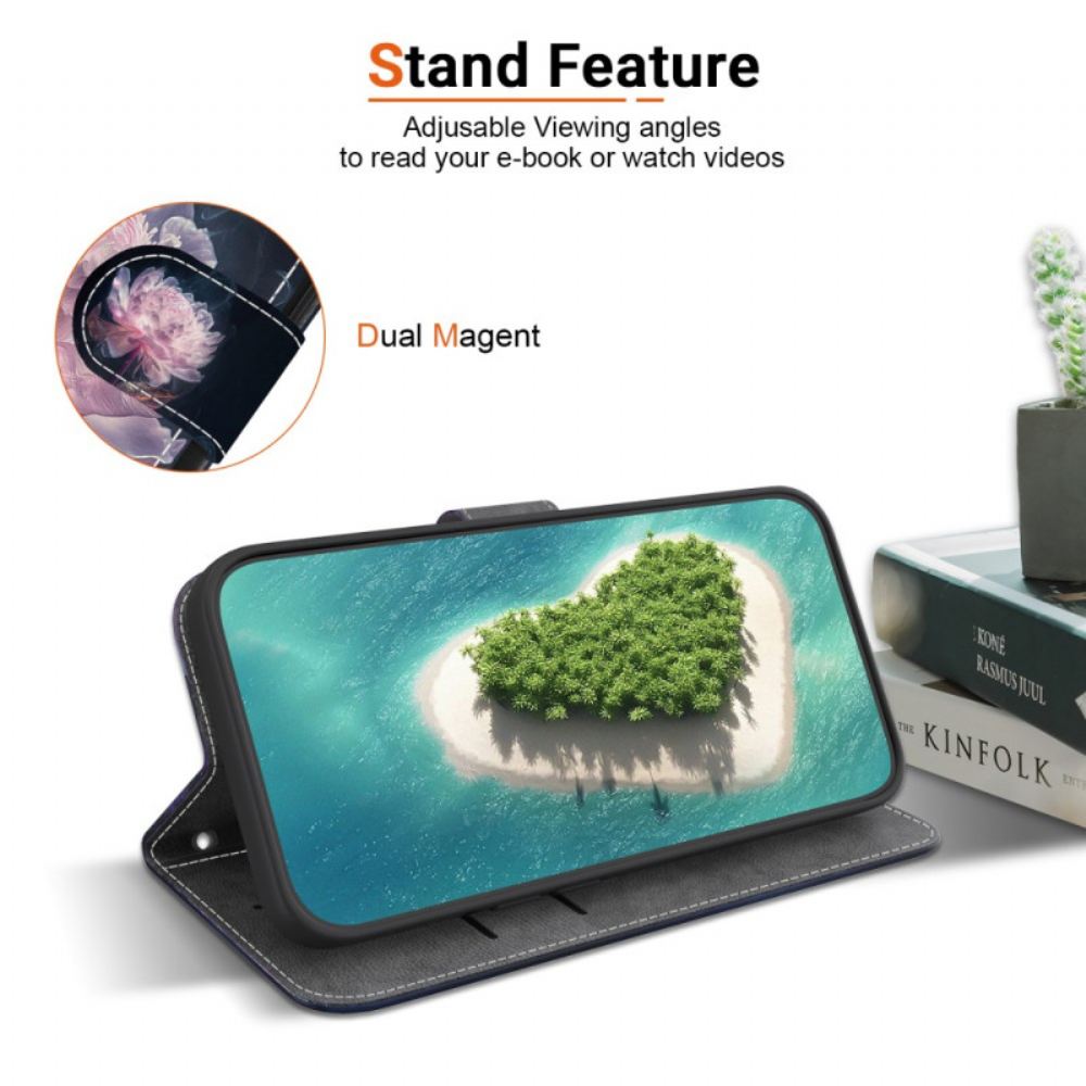 Kožený Kryt Oneplus Nord 4 Šňůrka S Fialovou Pivoňkou