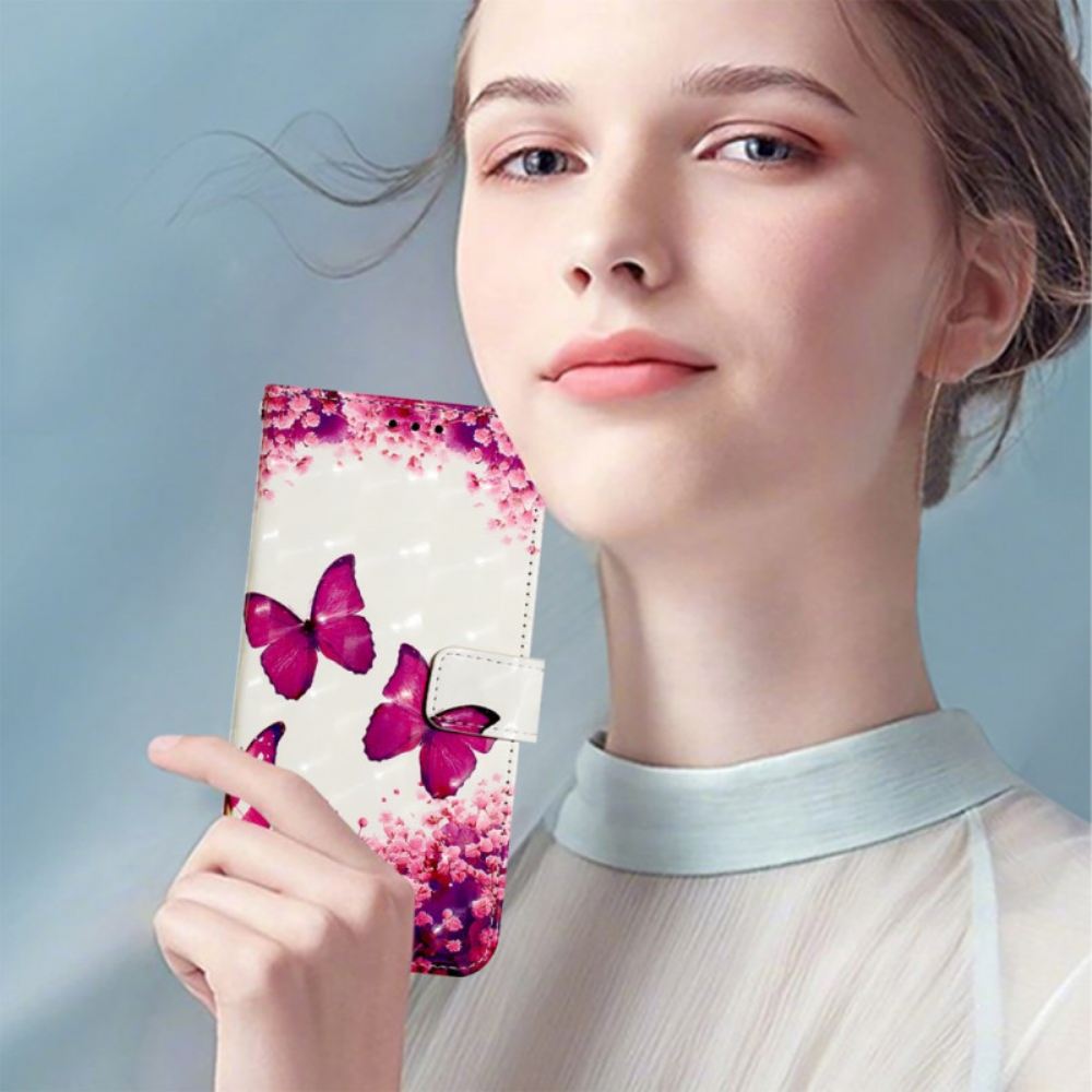 Peněženková Pouzdra Oneplus Nord 4 Červení Motýli