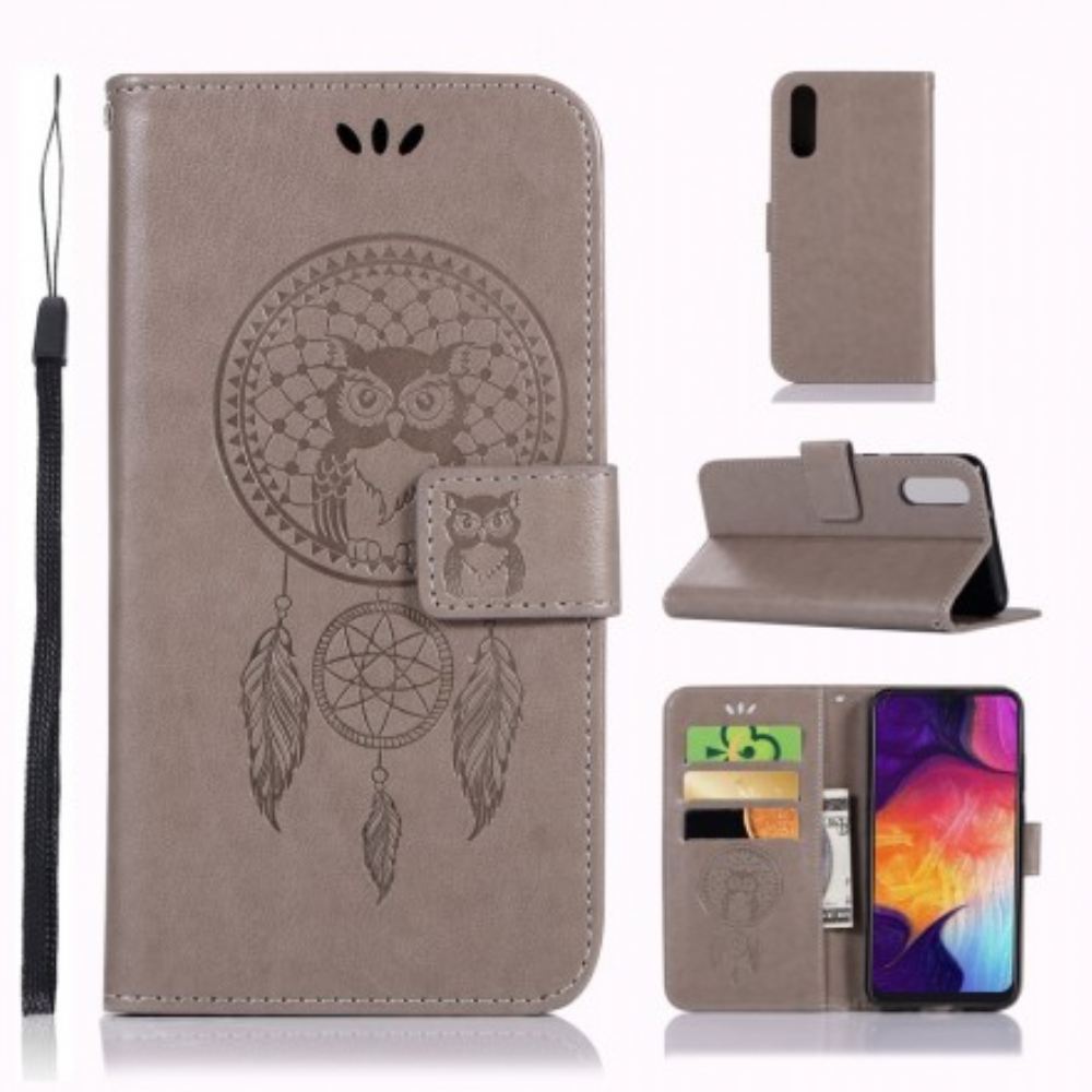 Flipové Pouzdro Na Samsung Galaxy A70 Kožený Efekt Catch Dreams Owl