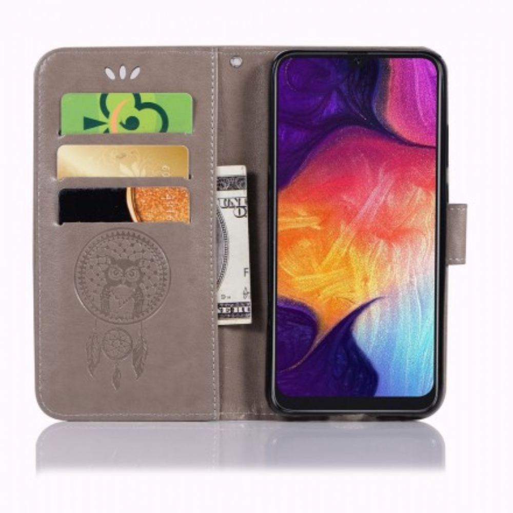 Flipové Pouzdro Na Samsung Galaxy A70 Kožený Efekt Catch Dreams Owl