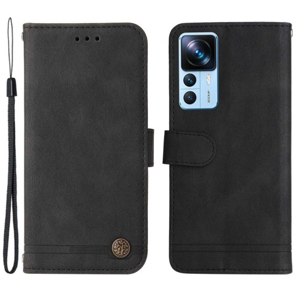 Flipové Pouzdro Na Xiaomi 12T / 12T Pro Dekorativní Nýt A Šňůrka