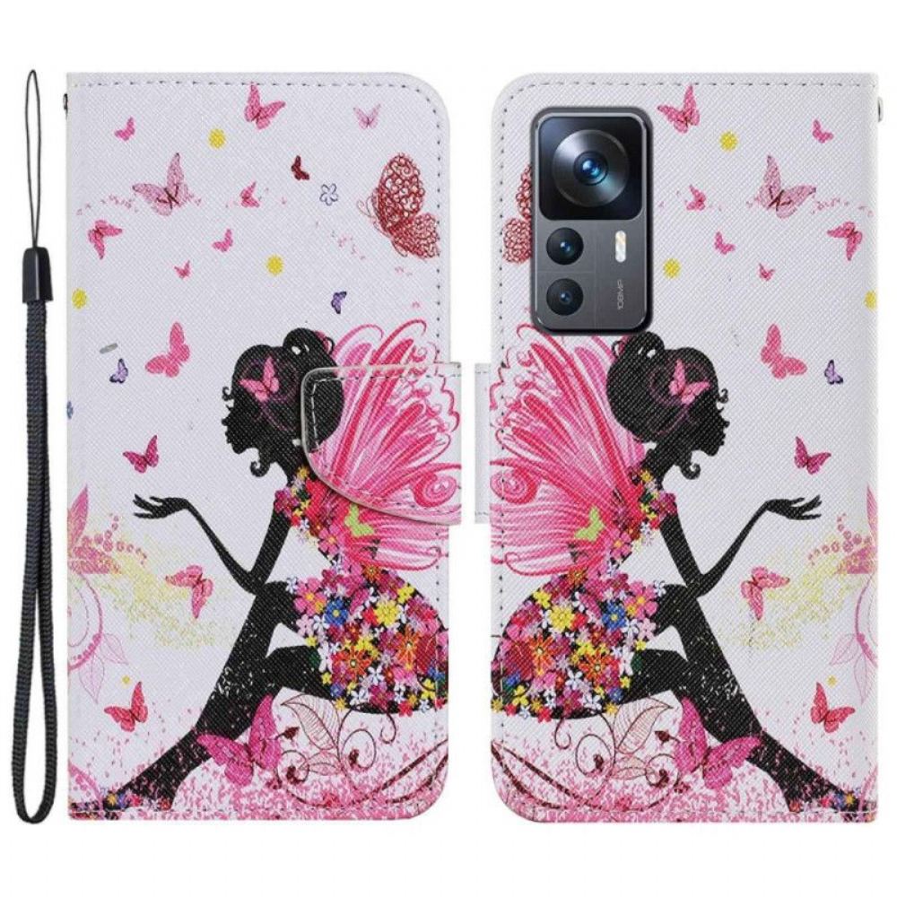 Flipové Pouzdro Na Xiaomi 12T / 12T Pro Na Lana Kouzelná Víla S Popruhem