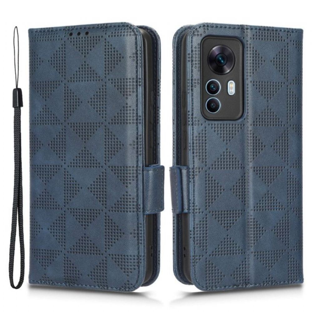Flipové Pouzdro Na Xiaomi 12T / 12T Pro Trojúhelníky V Retro Stylu