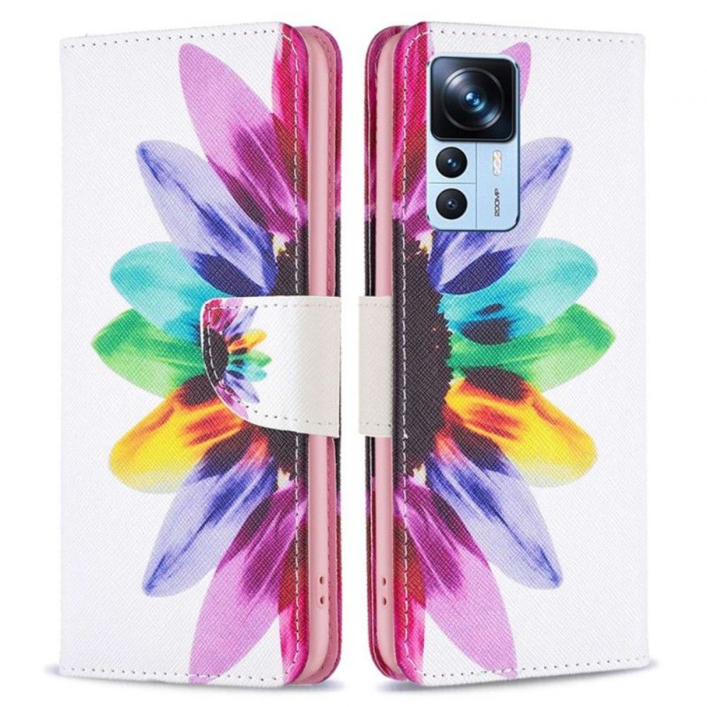 Kožené Pouzdro Na Xiaomi 12T / 12T Pro Akvarel Květina