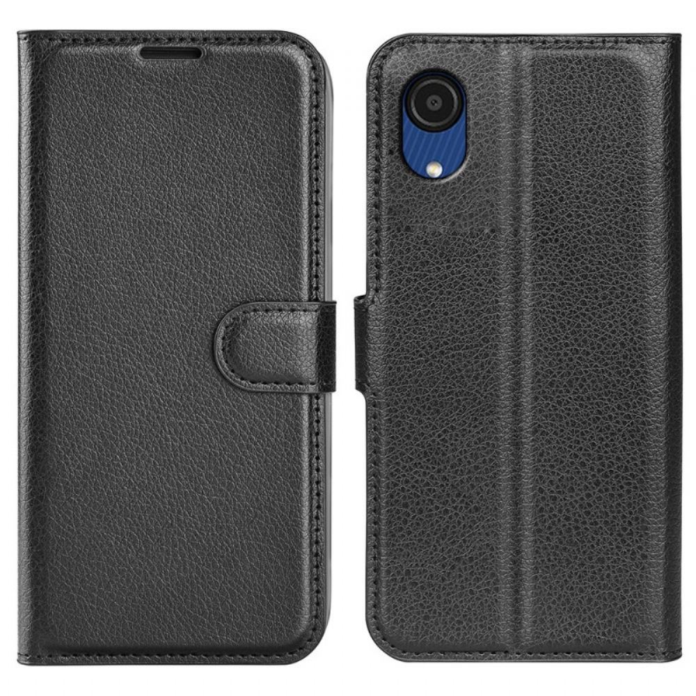 Flipové Pouzdro Na Samsung Galaxy A03 Core Klasický Kožený Efekt Litchi