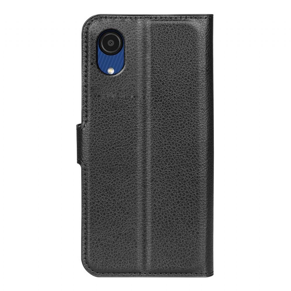 Flipové Pouzdro Na Samsung Galaxy A03 Core Klasický Kožený Efekt Litchi