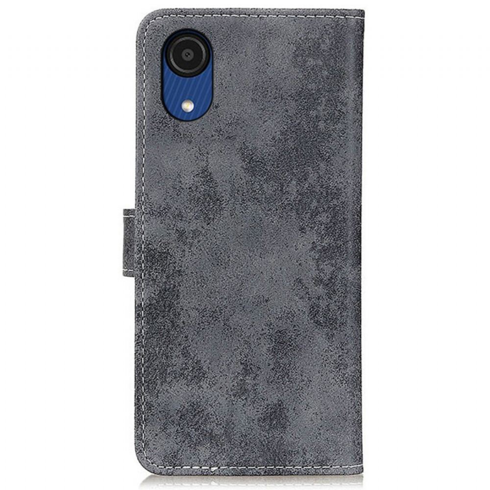 Flipové Pouzdro Na Samsung Galaxy A03 Core Vintage Kožený Efekt