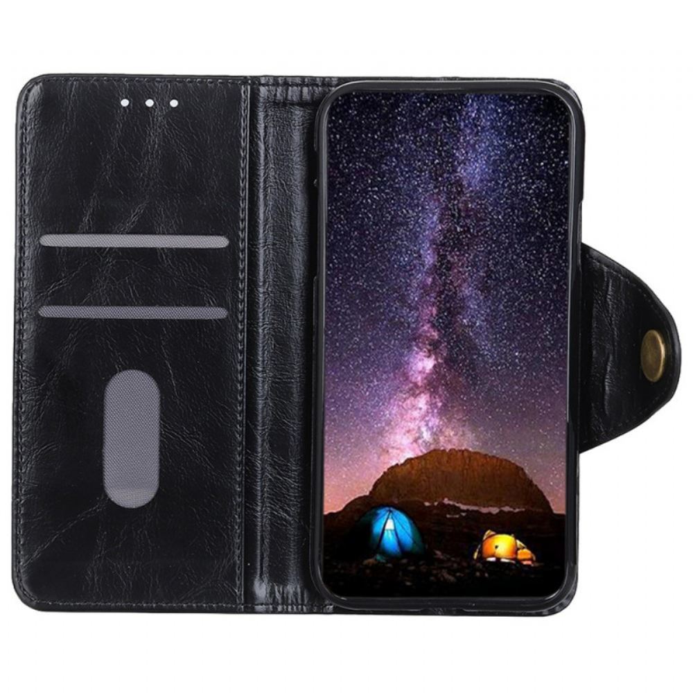 Kožené Pouzdro Na Samsung Galaxy A03 Core Lesklý Knoflík Z Umělé Kůže