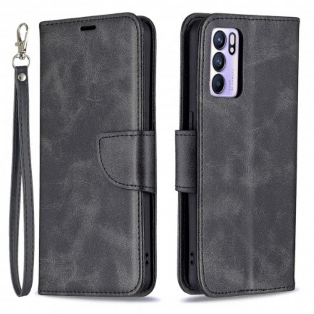 Flipové Pouzdro Na Oppo Reno 6 5G Kožené Pouzdro Hladká Šikmá Klapka